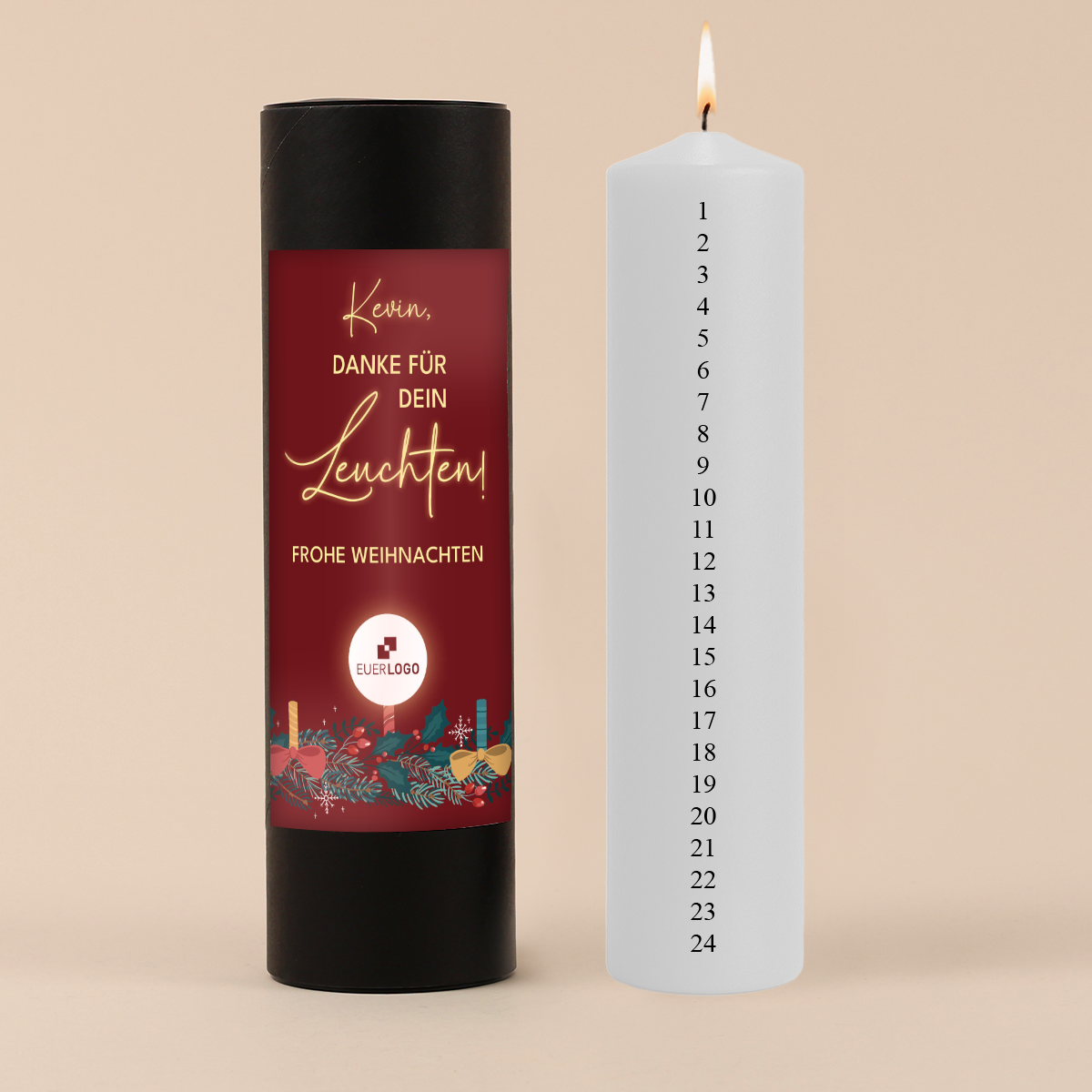 Individuelle Adventskalenderkerze