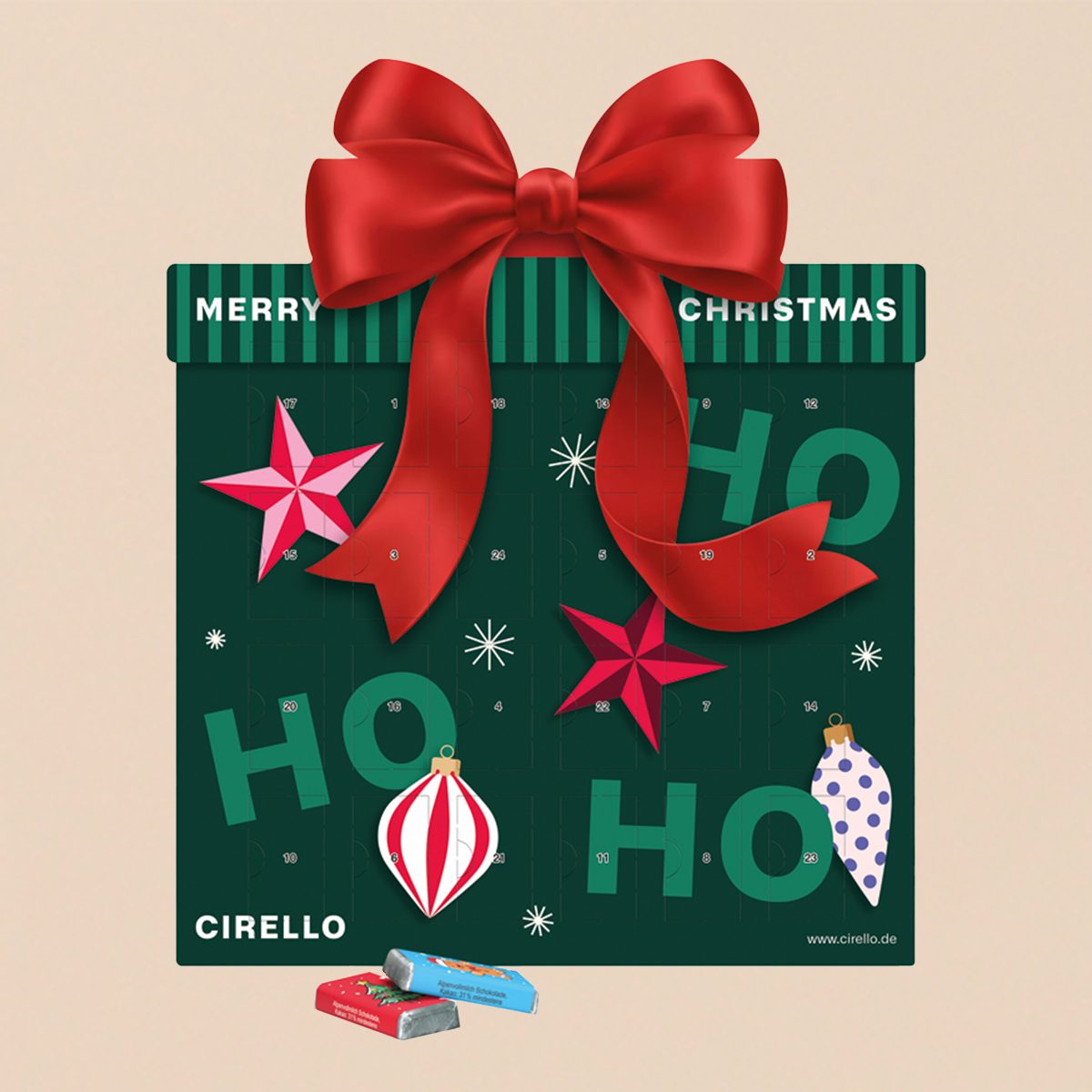 Shape Adventskalender Geschenk, Schokotäfelchen in weihnachtlichen Motiven