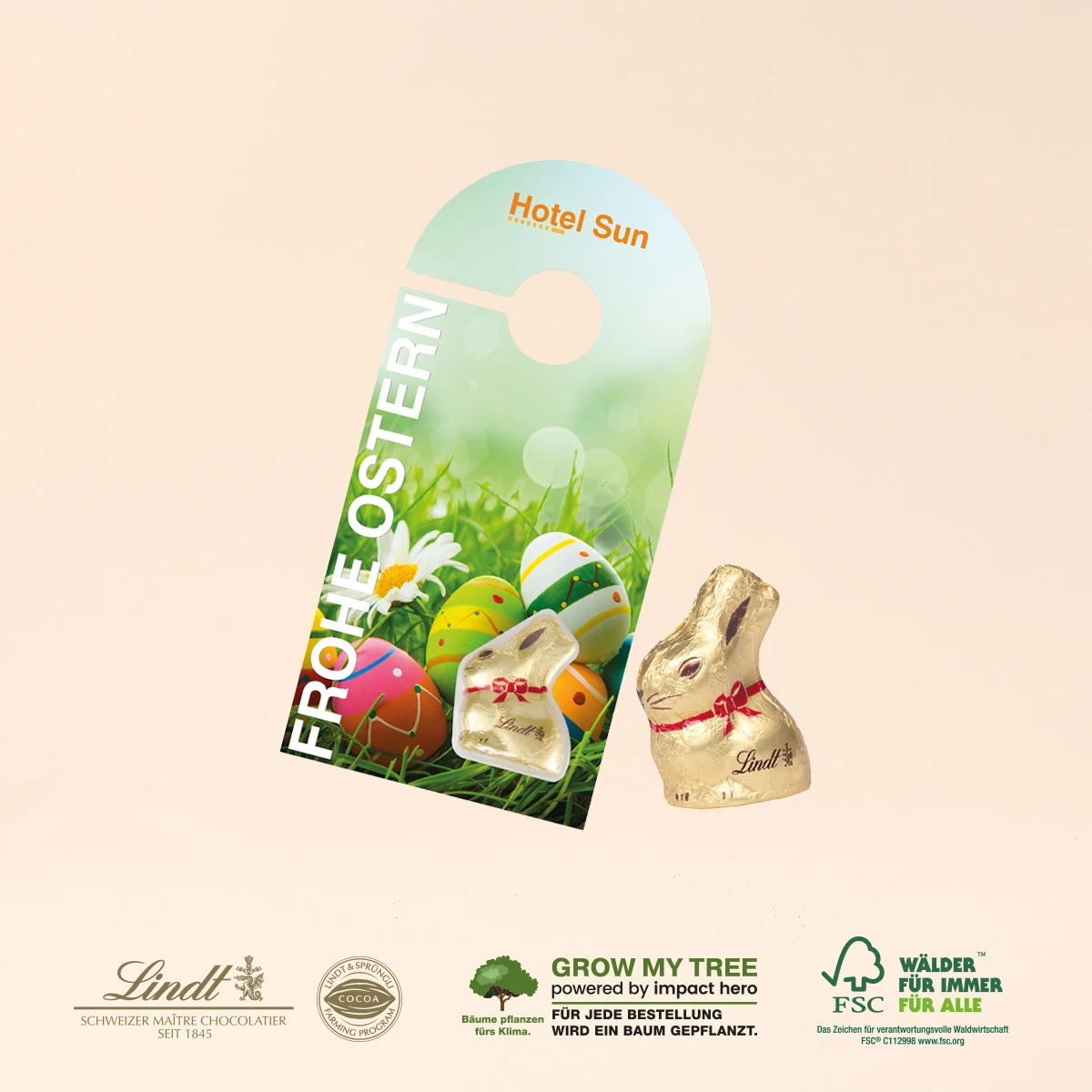Promotion-Card Türanhänger mit Goldhase von Lindt