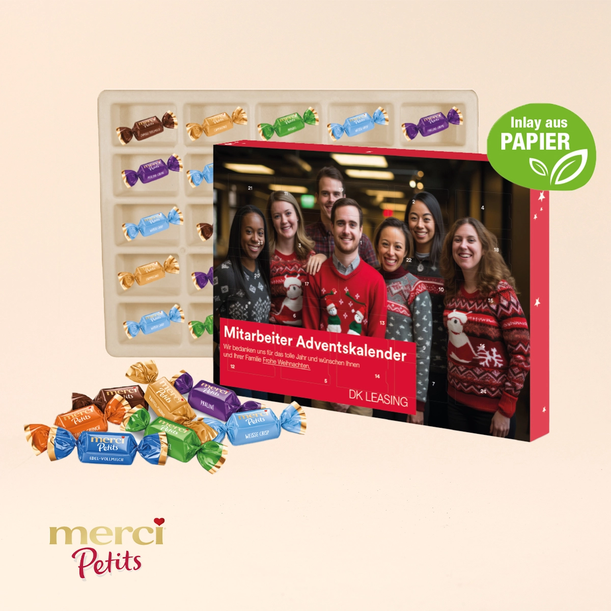 Adventskalender mit Merci Petits, Inlay aus Papierfaser