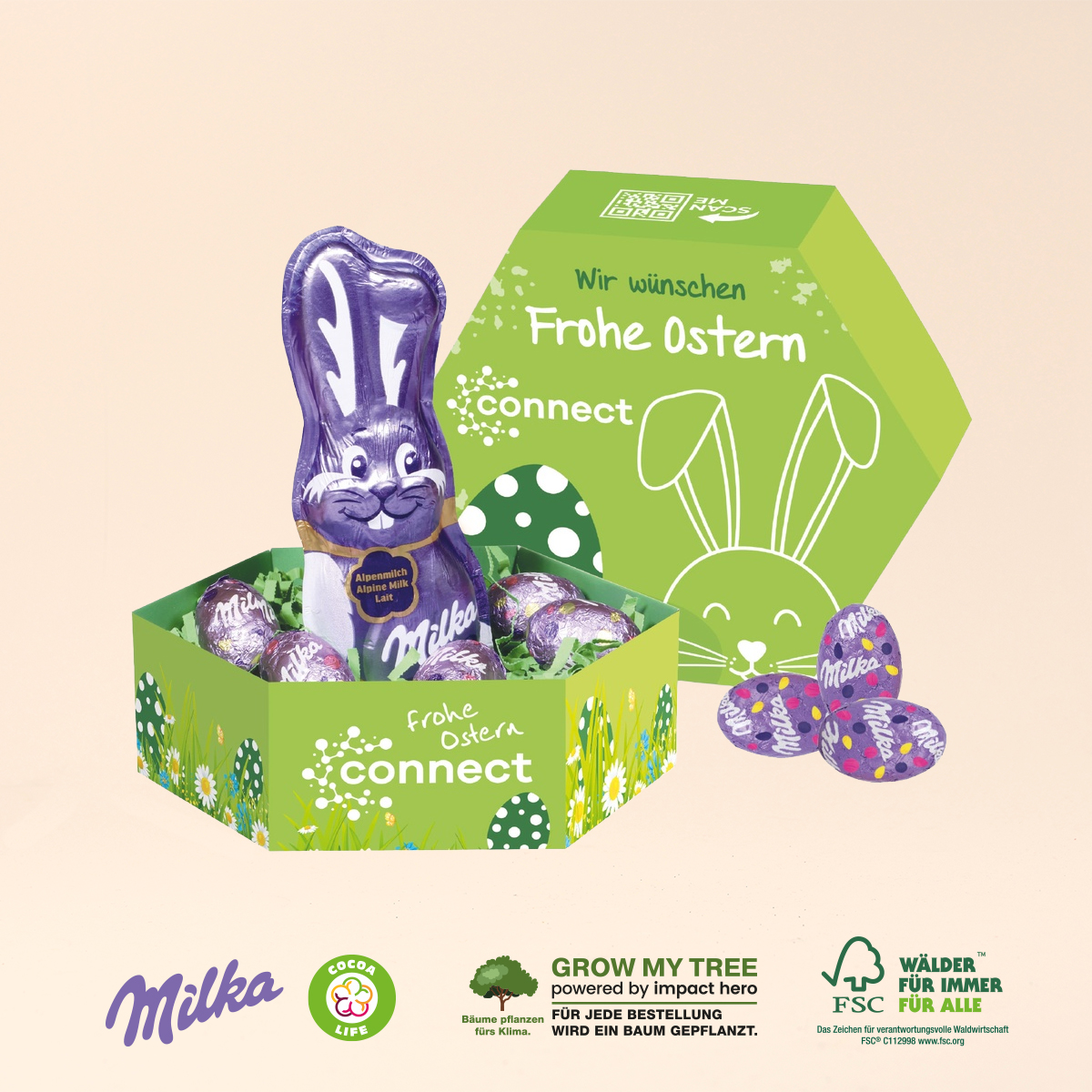 Großes Osternest mit Schokolade von Milka