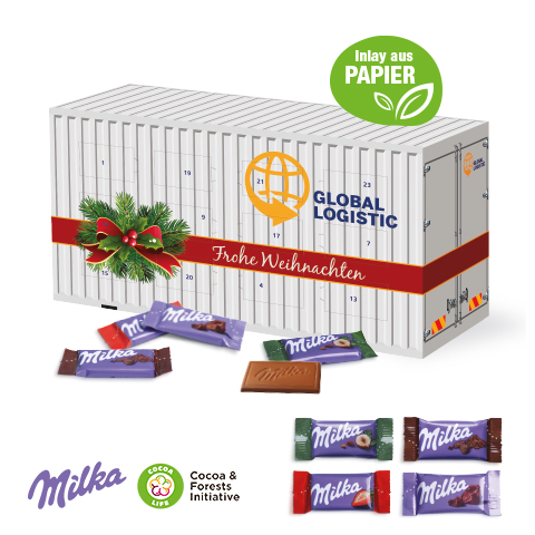 3D Adventskalender Container mit Milka Schokolade