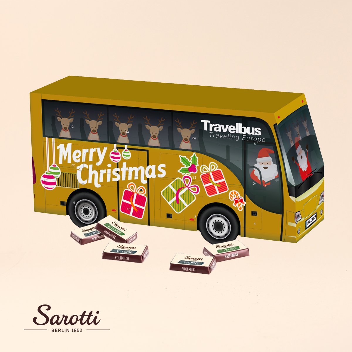3D Adventskalender Bus mit Sarotti Fairtrade®