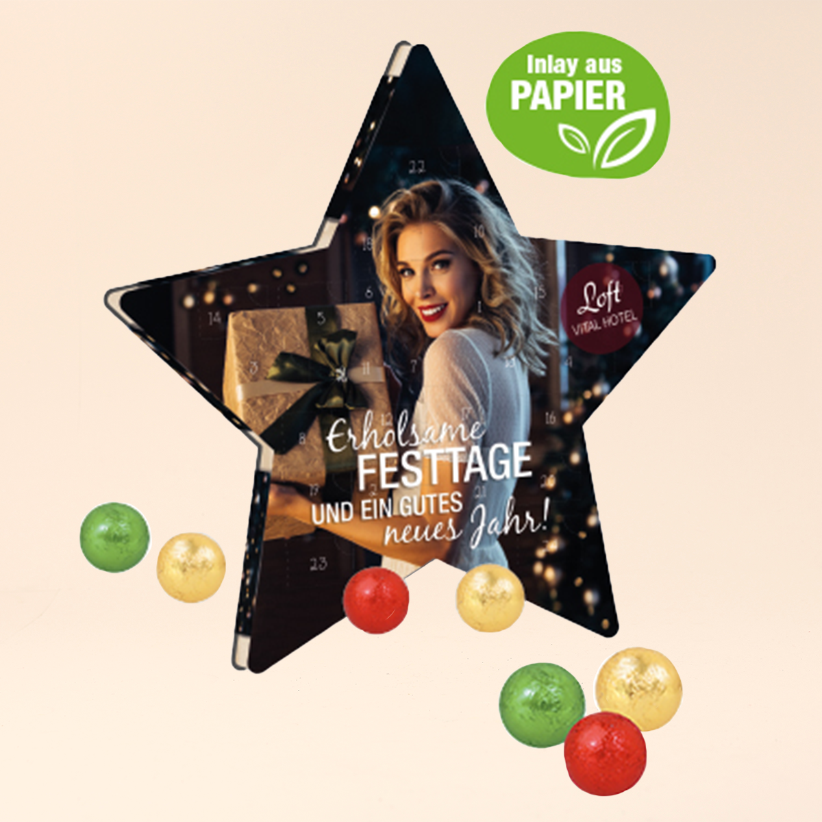 Adventskalender Stern mit Fairtrade® Schokolade