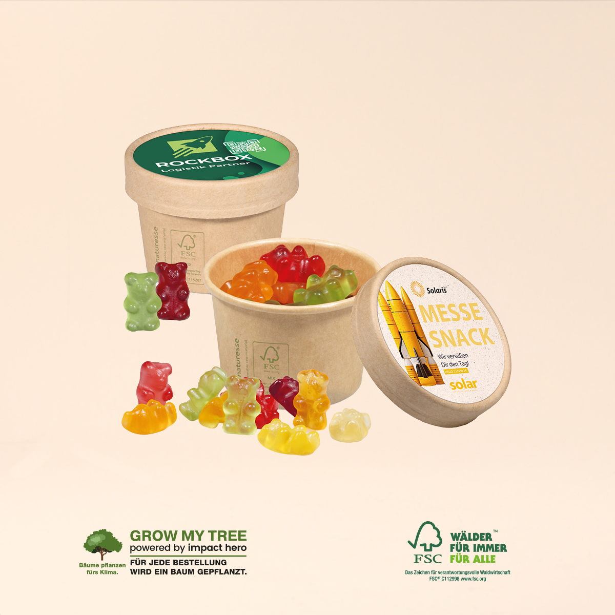 Werbe Fruchtgummi Paperbox mit Einleger
