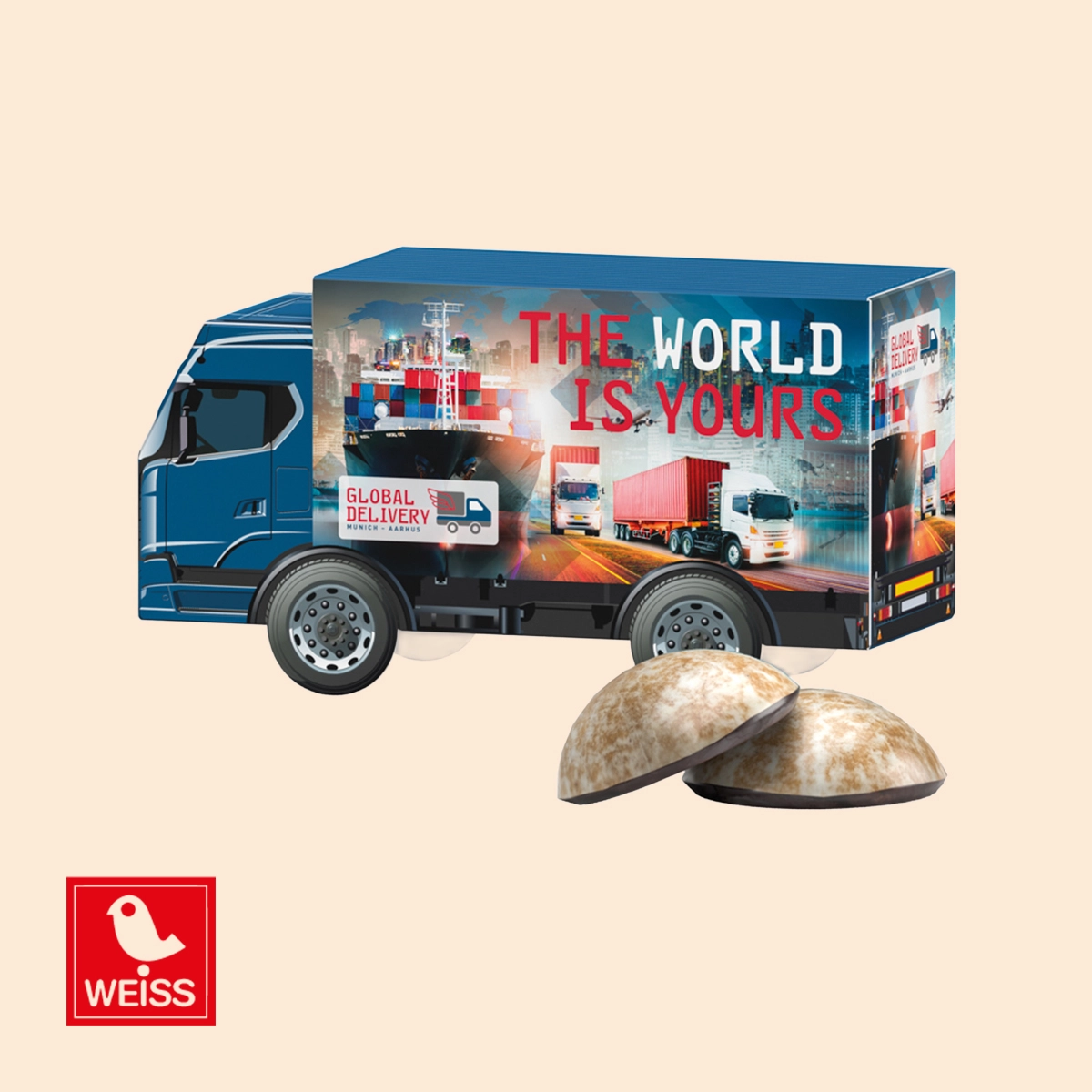 3D-Präsent LKW, WEISS 4er Lebkuchen Mini