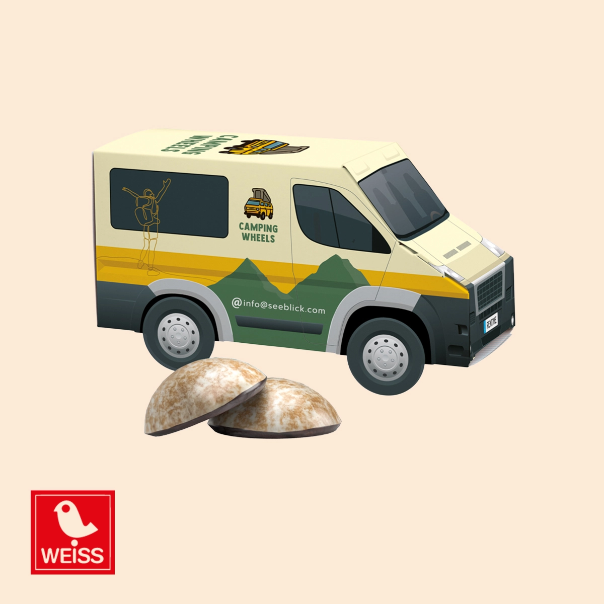 3D-Präsent Transporter, WEISS 4er Lebkuchen Mini