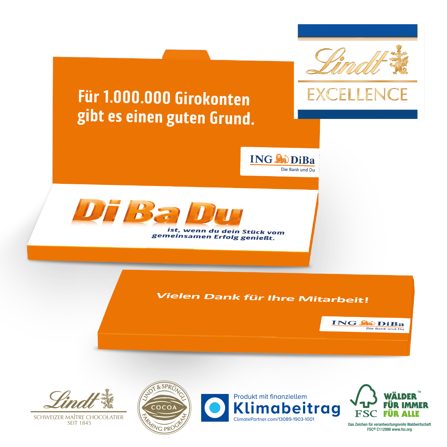Grußkarte mit Schokoladentafel von Lindt Excellence title=
