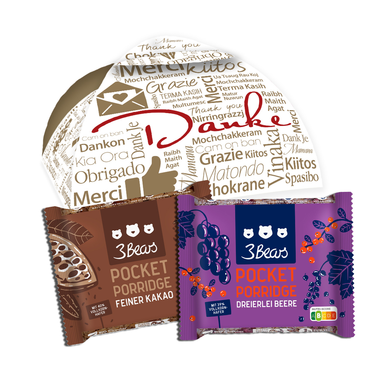 Geschenkpaket "Danke International" - Pocket Porridge title=