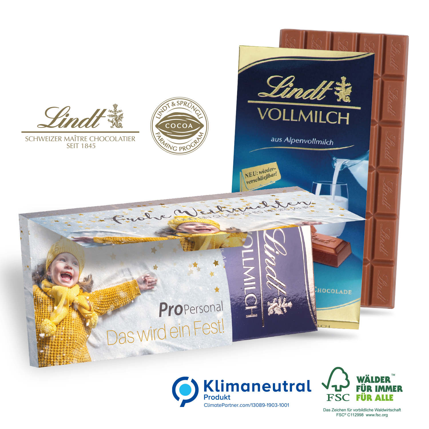 Mailing-Grußkarte mit Lindt Schokolade