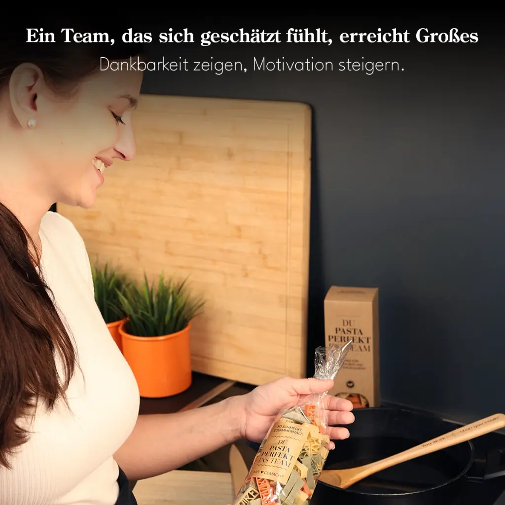 Danke-Pasta "Du Pasta perfekt ins Team"