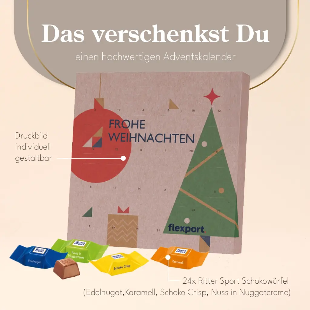 Adventskalender Quadratisch - Ritter SPORT Schokowürfel