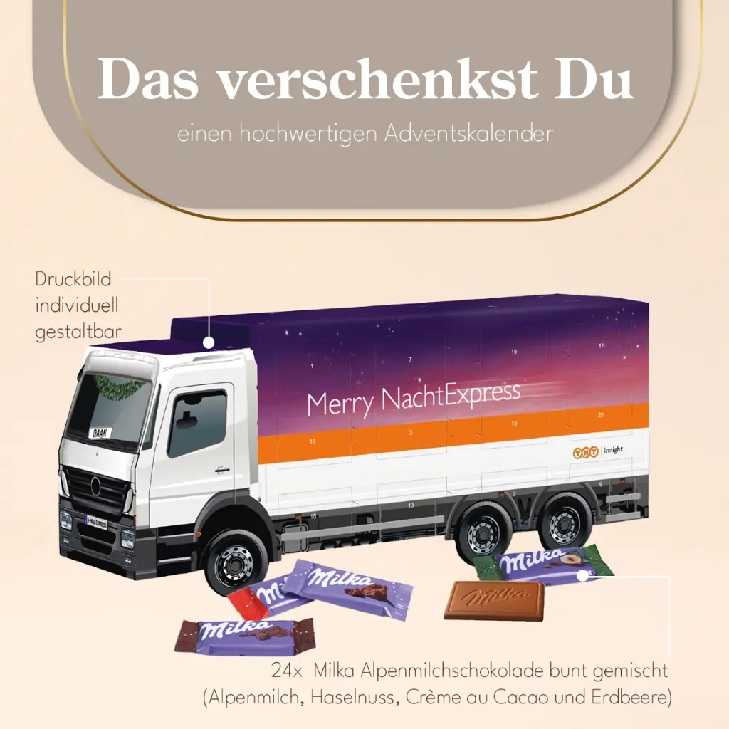 3D Adventskalender "LKW" mit Milka Schokolade