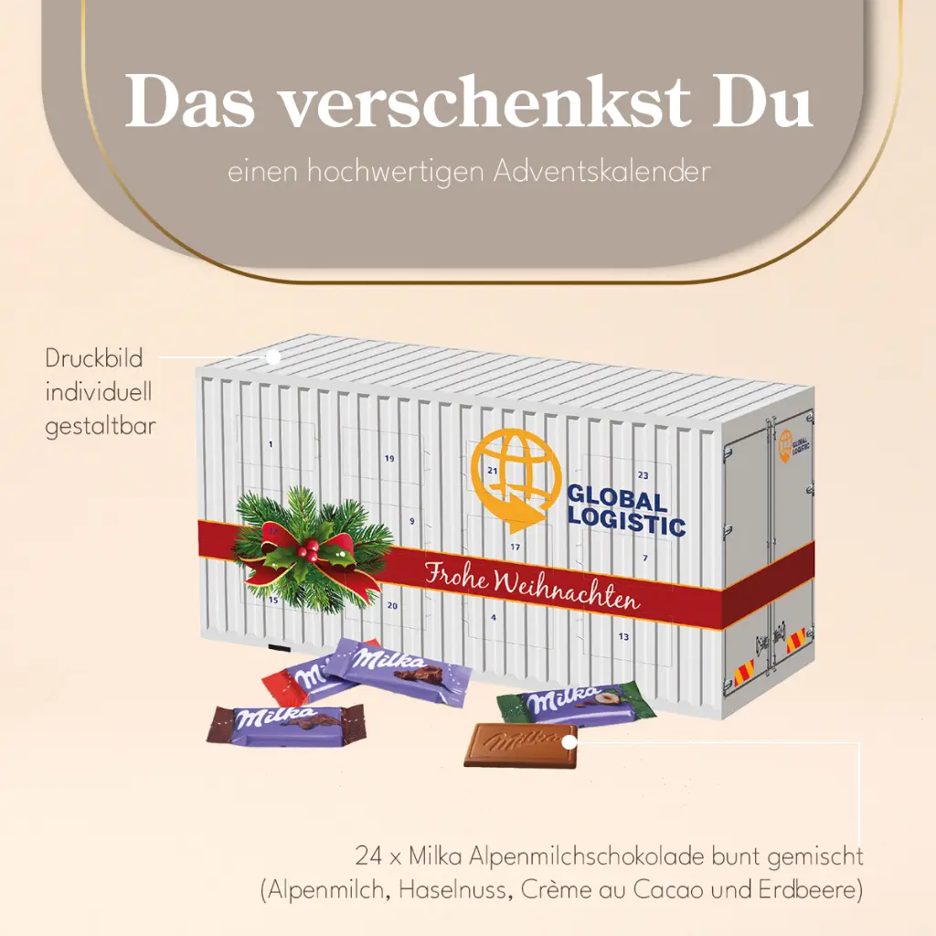 3D Adventskalender "Container" mit Milka Schokolade