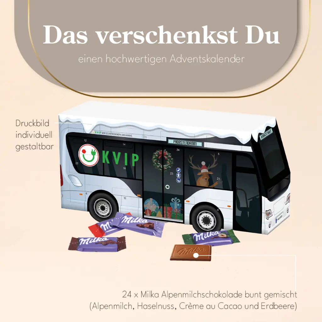 3D Adventskalender "Bus" mit Milka Schokolade