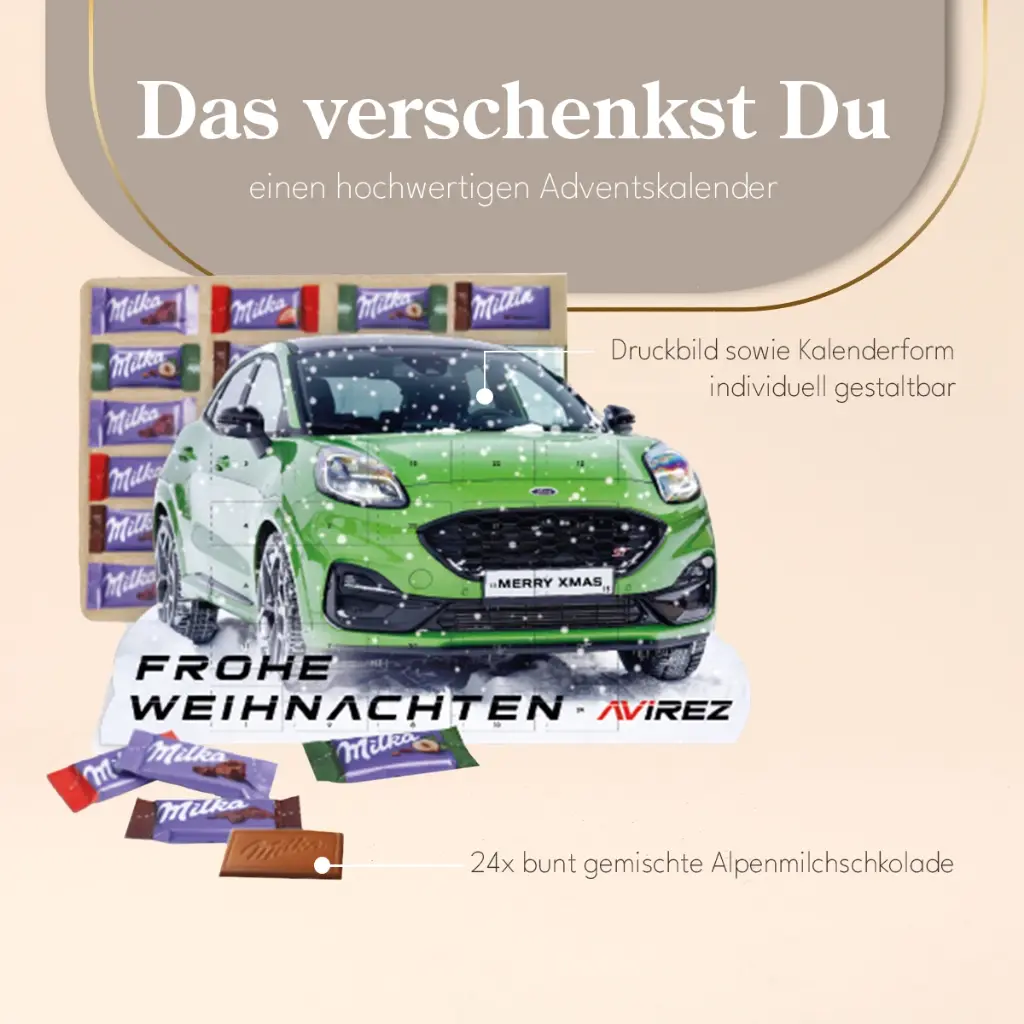 Adventskalender "individuelle Kalenderform" mit Milka Schokolade