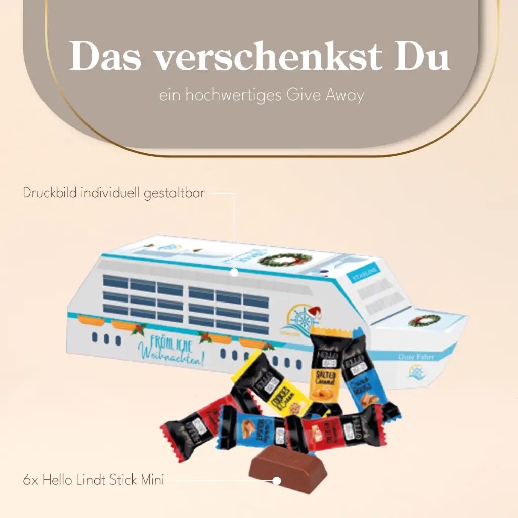 3D Präsent "Schiff" mit Lindt HELLO