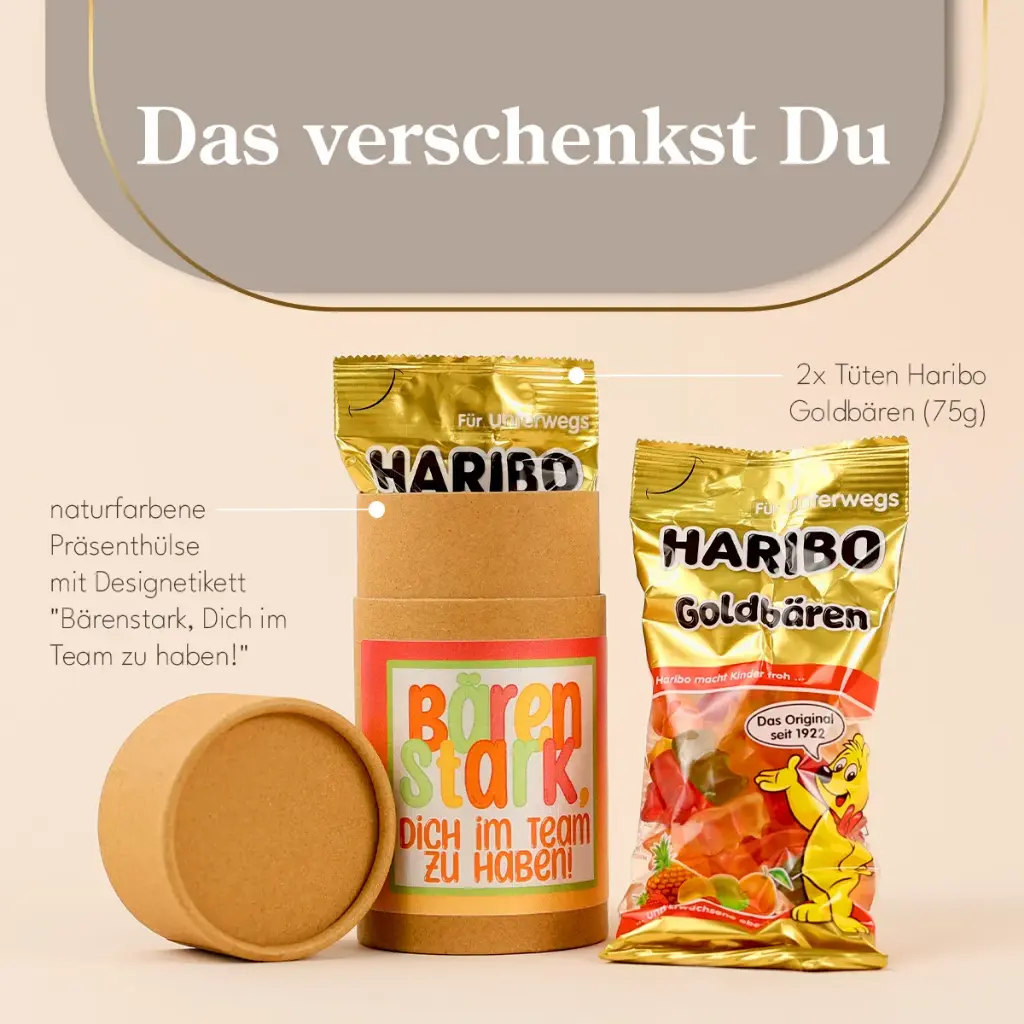 Präsenthülse "Bärenstark" - Haribo Goldbären