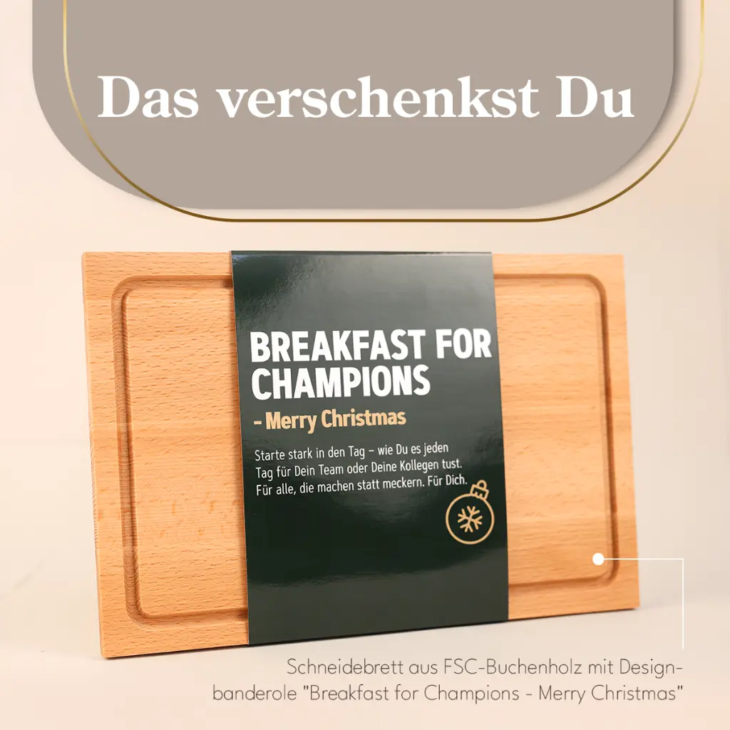 Frühstücksbrett "Breakfast for Champions" - Xmas