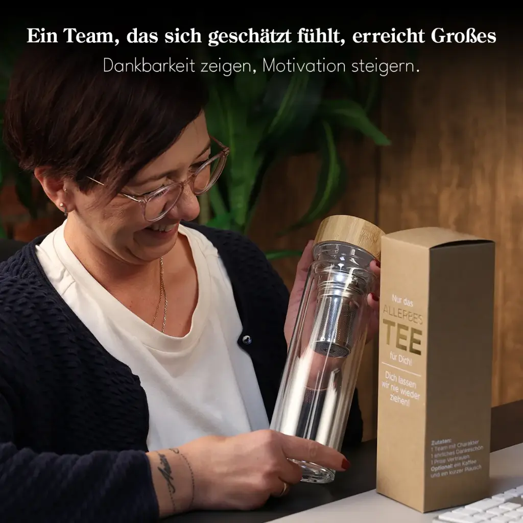 Thermo-Glasflasche mit Teesieb "AllerbesTEE"