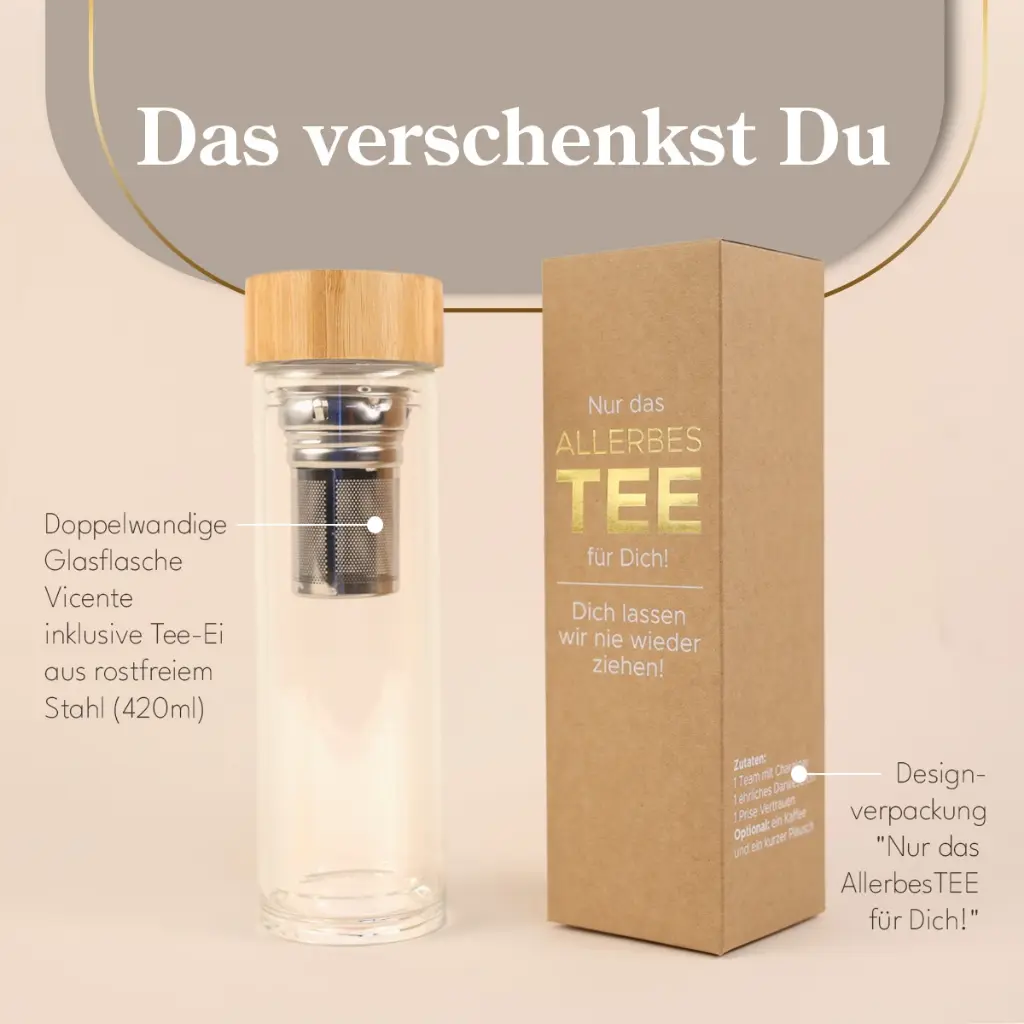 Thermo-Glasflasche mit Teesieb "AllerbesTEE"