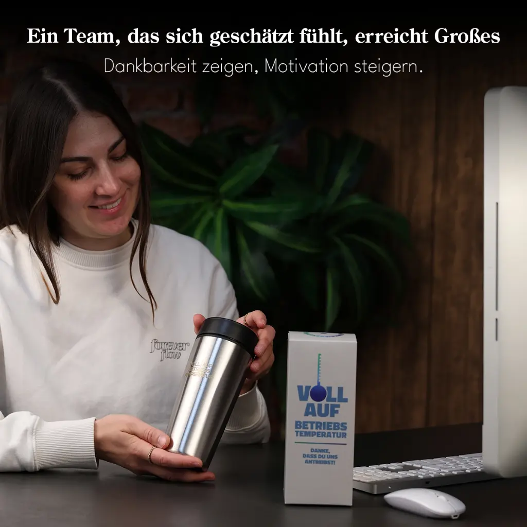 Thermobecher "Voll auf Betriebstemperatur"