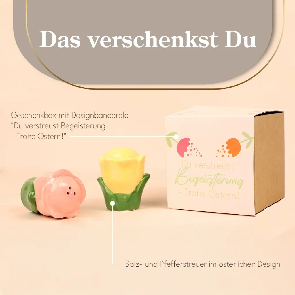 Salz- & Pfefferstreuer "Du verstreust Begeisterung - Frohe Ostern!"