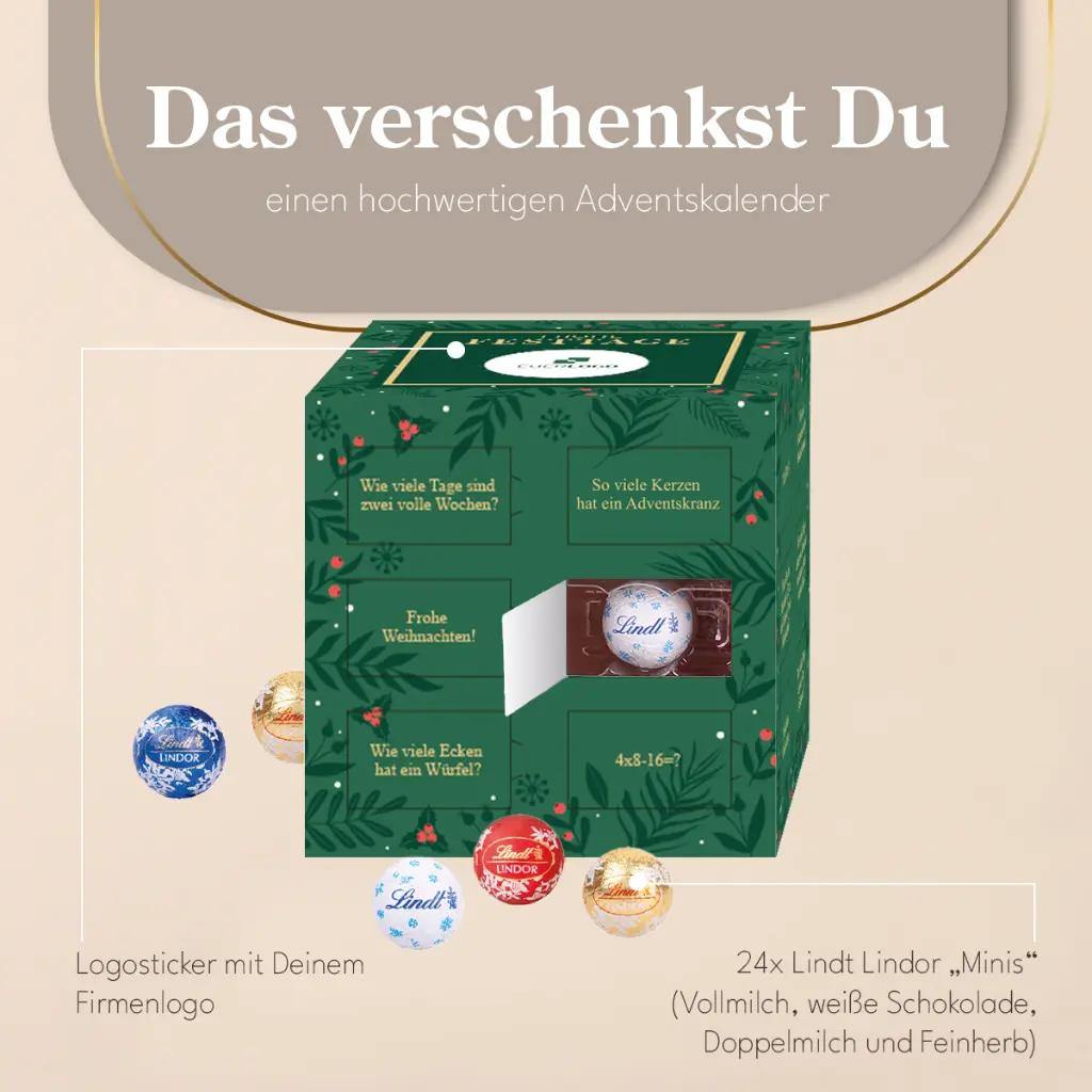 Cube Adventskalender Lindt mit Logo