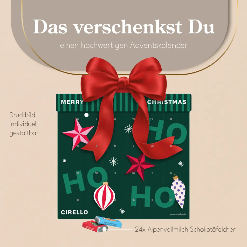 Shape Adventskalender Geschenk, Schokotäfelchen in weihnachtlichen Motiven
