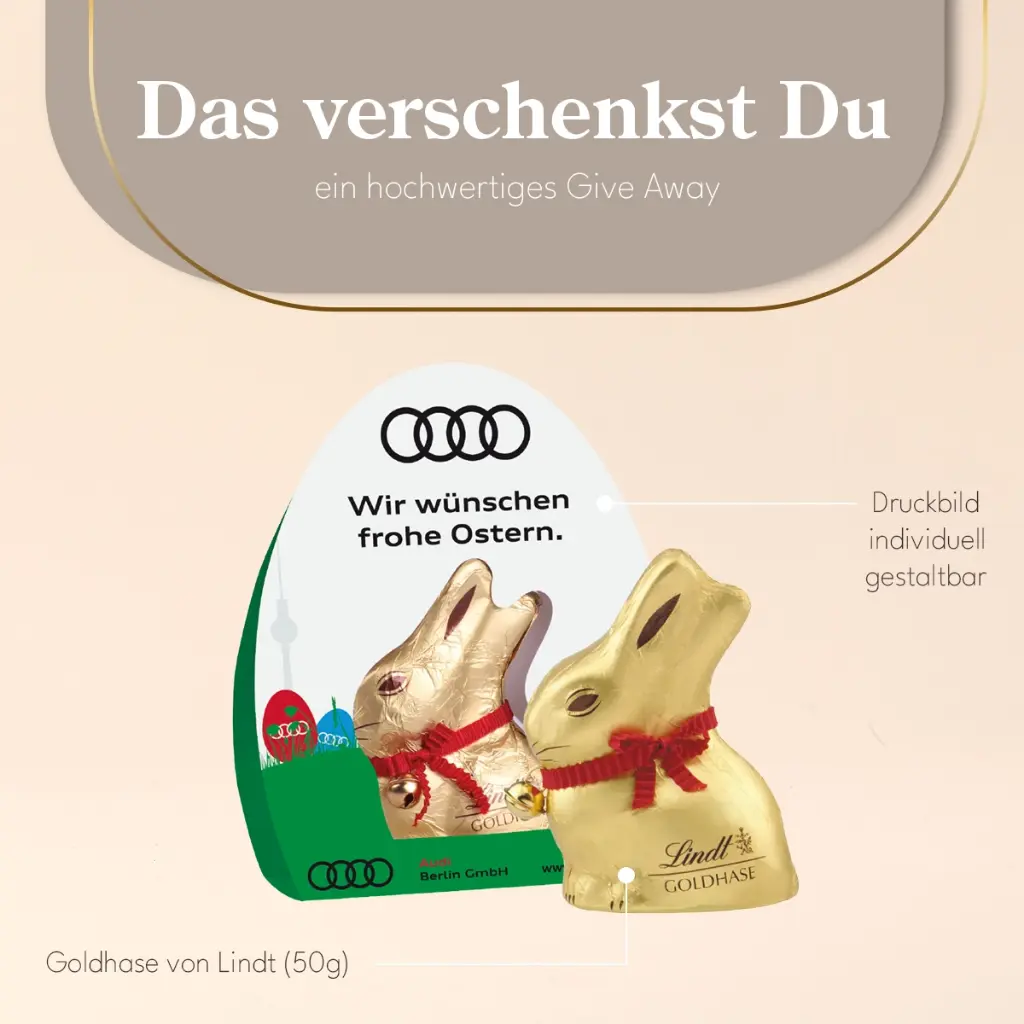 Werbeaufsteller Lindt Goldhase mit Glöckchen, 50 g