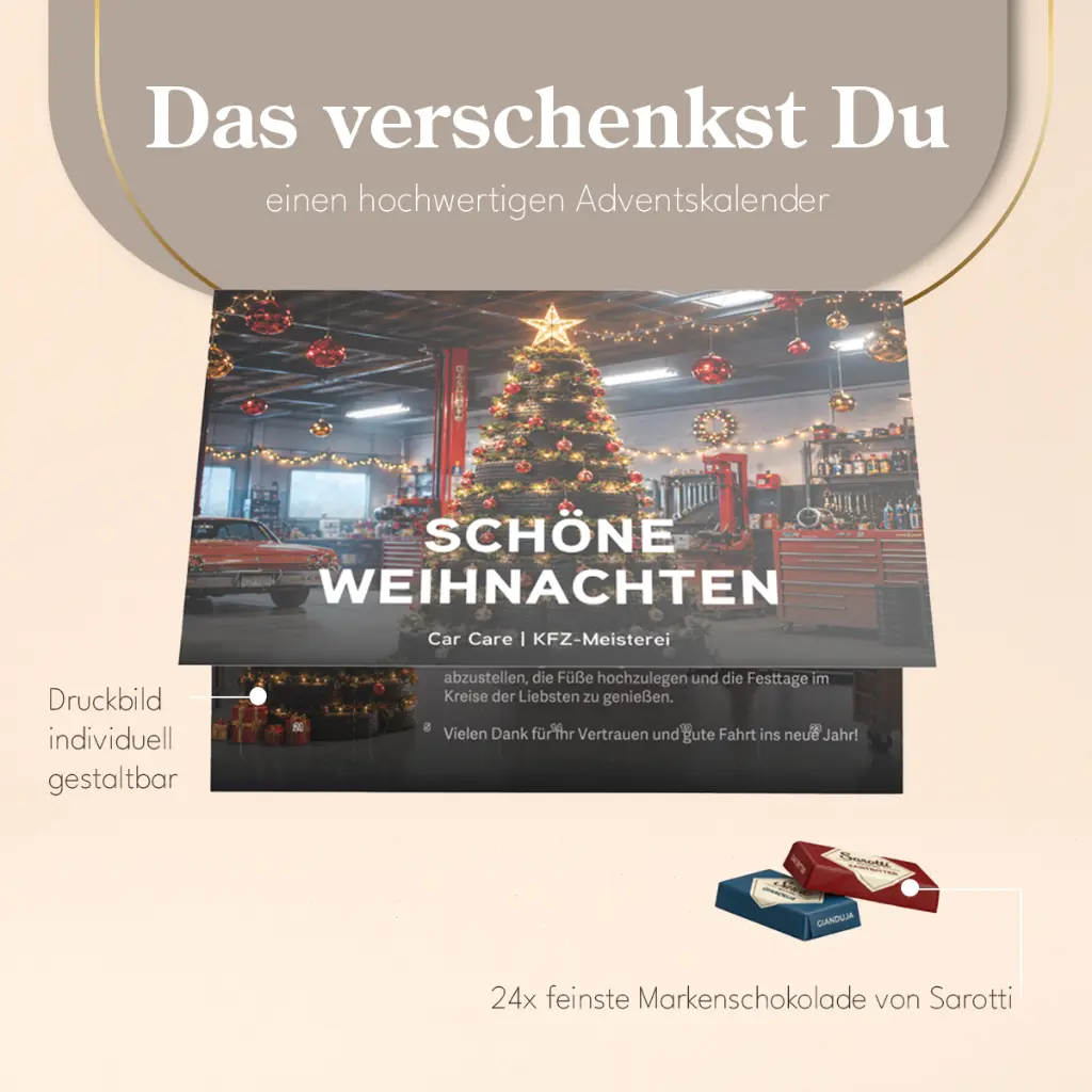 Premium Tisch Adventskalender Flip Cover Querformat Sarotti Schokotäfelchen 