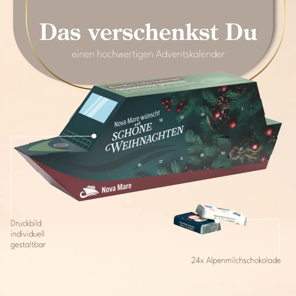 Adventskalender Schiff, Alpenmilch-Schokotäfelchen