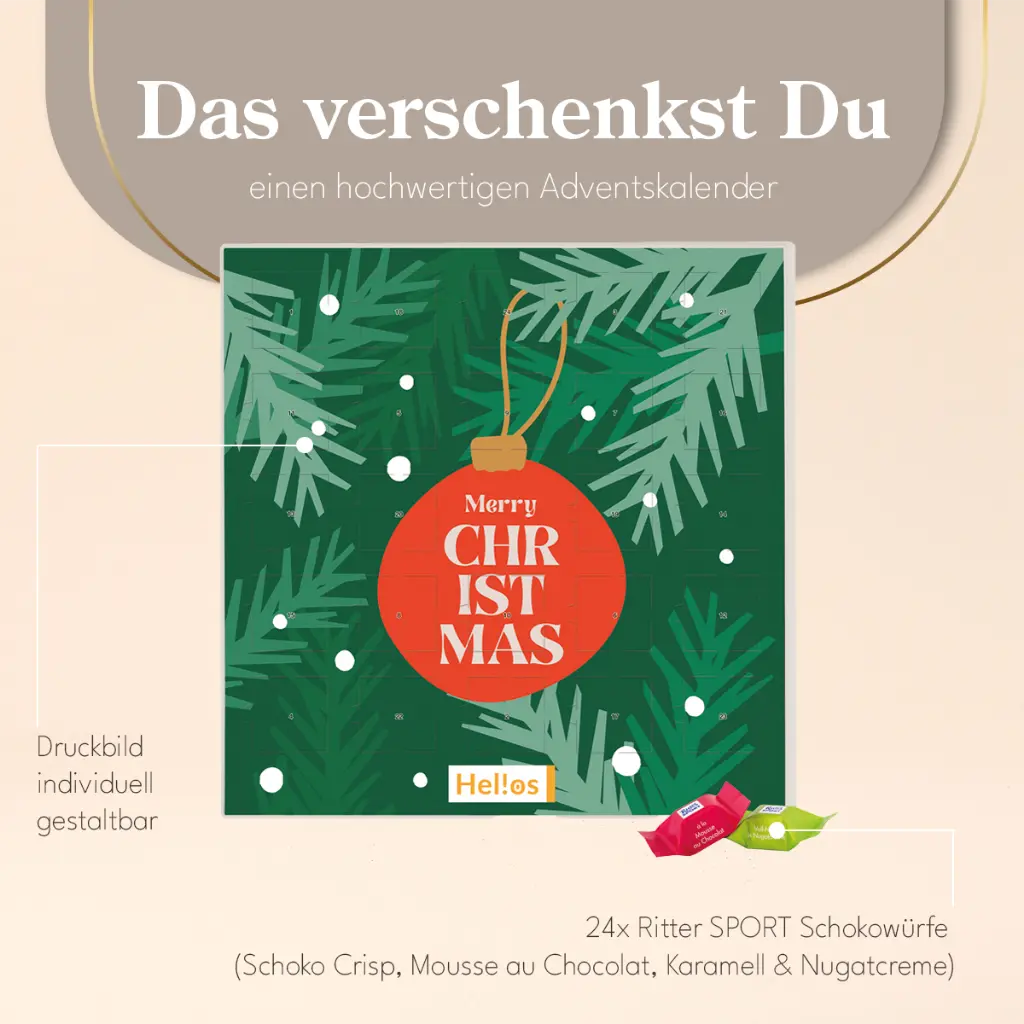 Adventskalender quadratisch Ritter SPORT Schokowürfel