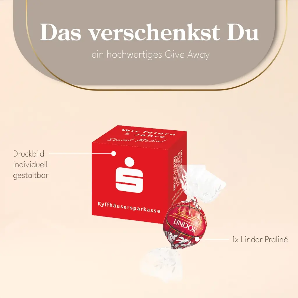 Werbewürfel mit Lindt Lindor Pralinés, 1er