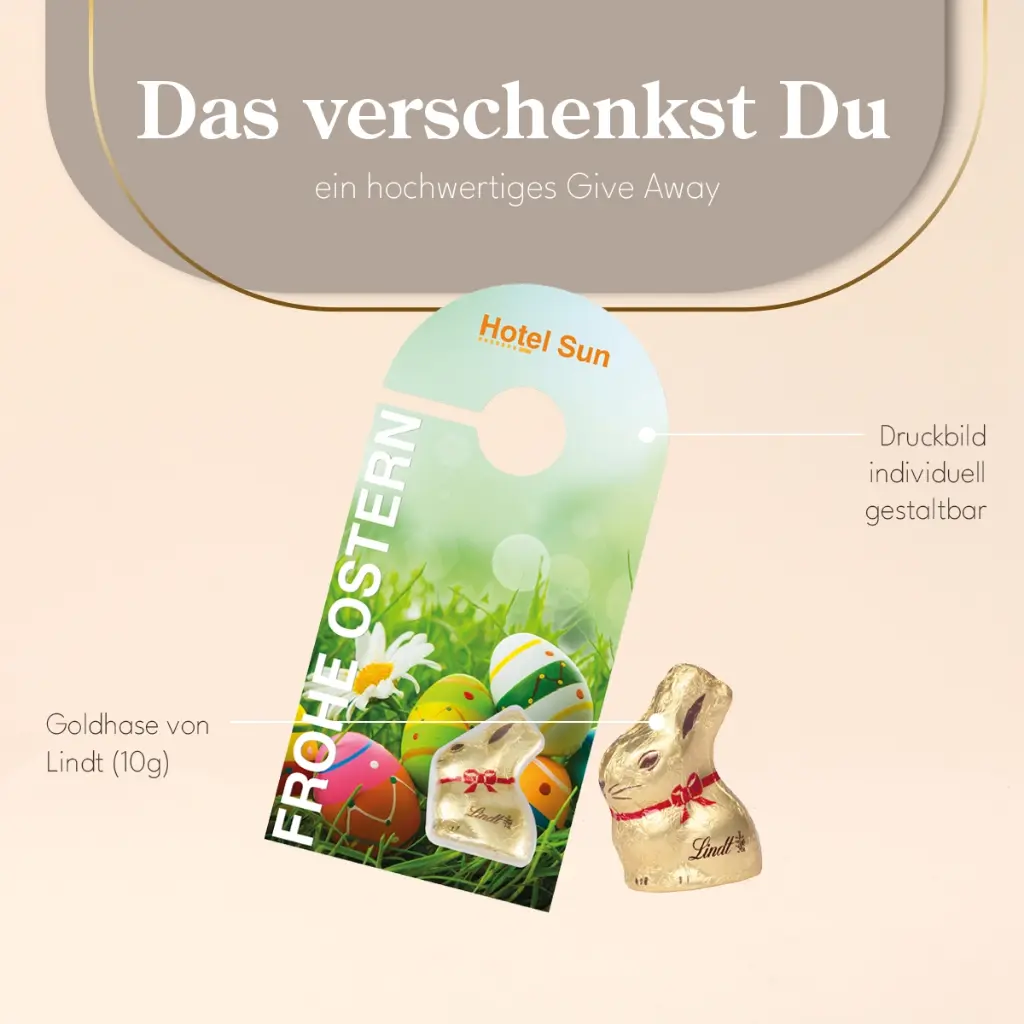 Promotion-Card Türanhänger mit Goldhase von Lindt