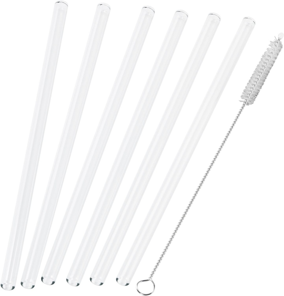 Strohhalm-Set aus 6 Glas-Trinkhalmen