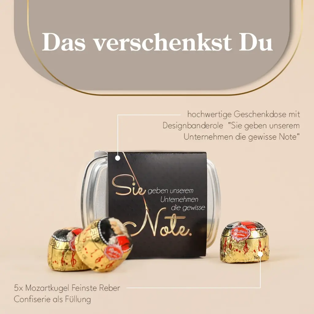 Geschenkdose "Die gewisse Note" - Sie-Version - Mozartkugeln