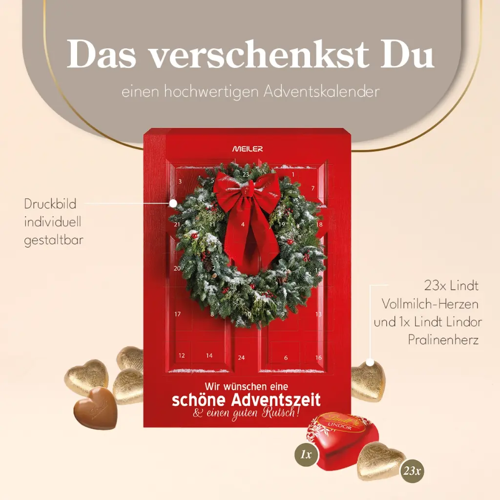 Wand-Adventskalender Lindt-Herzen