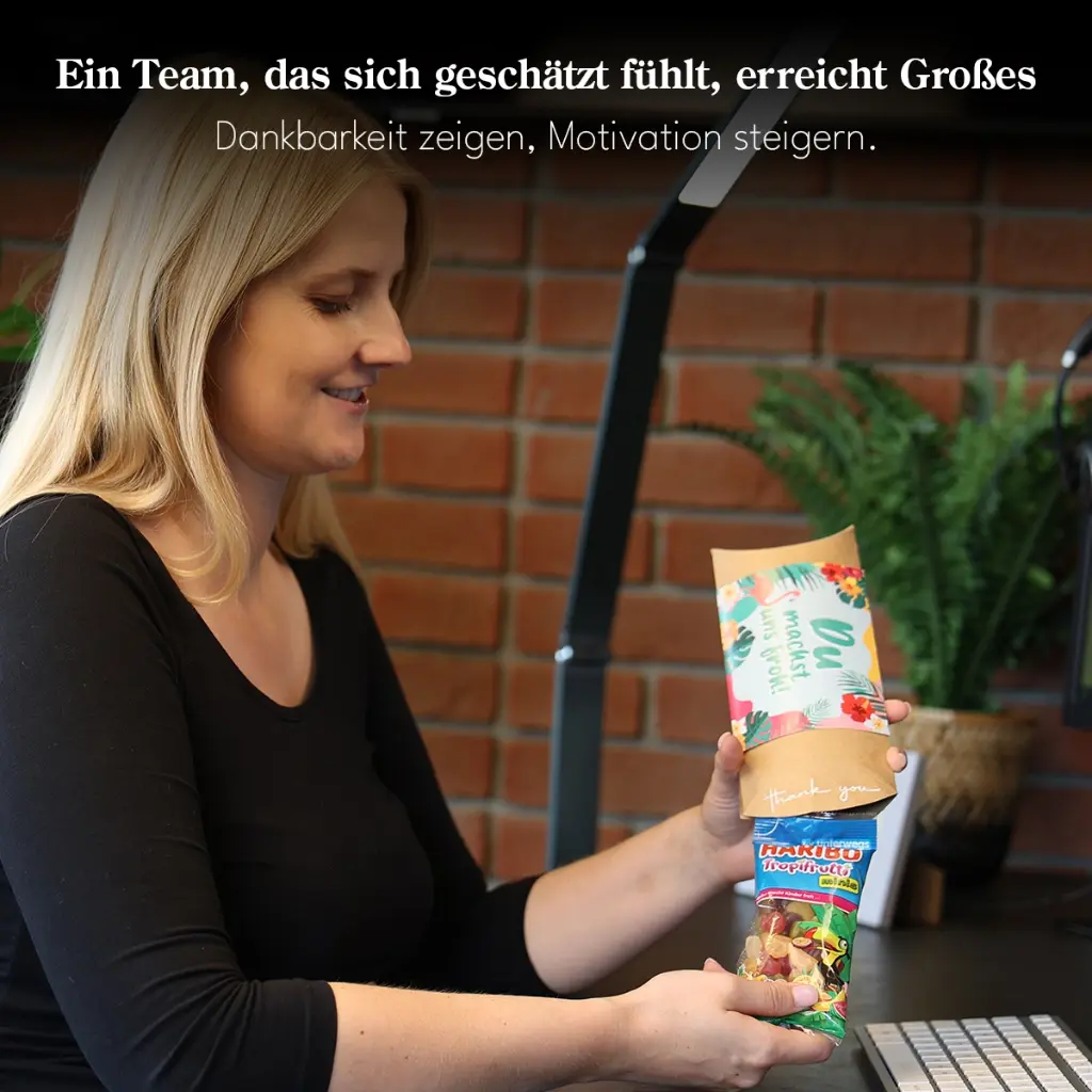 Pillowbox "Du machst uns froh" - Haribo Tropifrutti