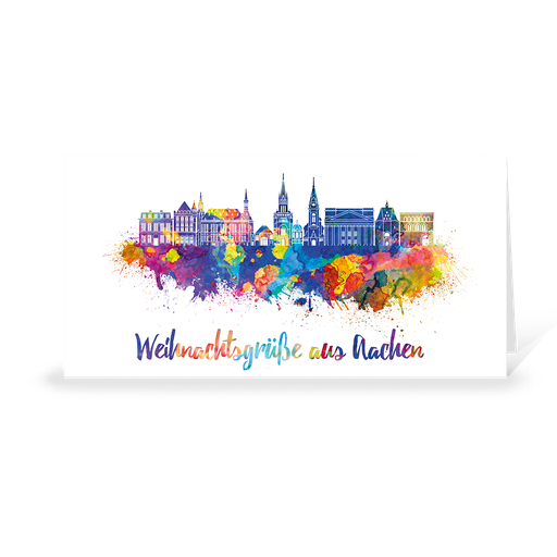 [WP10735] Karte: Skyline aquarell - Aachen (Wir gestalten gratis für Dich)