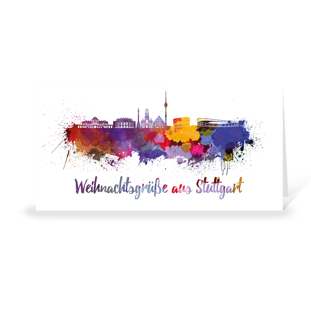 Karte: Skyline aquarell - Stuttgart