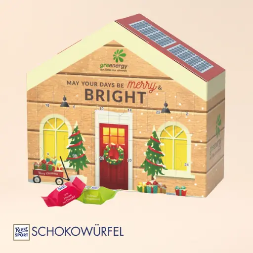 [1091-RSS] Adventskalender Haus, Ritter SPORT Schokowürfel