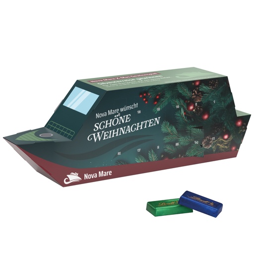 [1294-L] Adventskalender Schiff, Lindt Schokotäfelchen