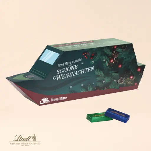 [1294-L] Adventskalender Schiff, Lindt Schokotäfelchen