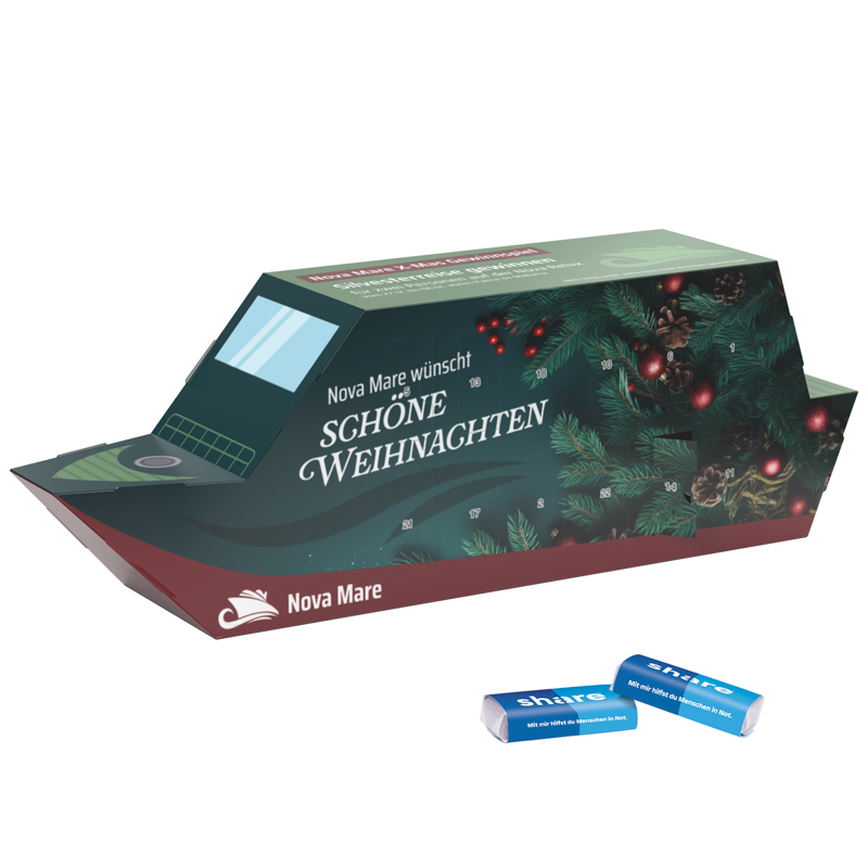 Adventskalender Schiff, share Schokotäfelchen