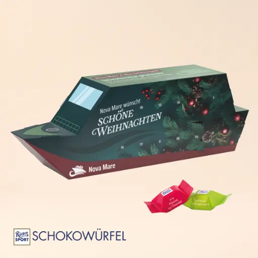 [1294-RSS] Adventskalender Schiff, Ritter SPORT Schokowürfel 