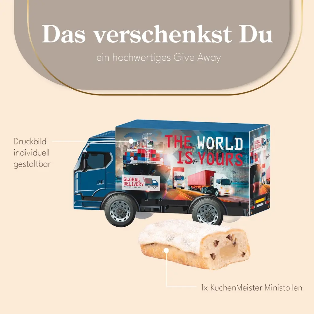 3D-Präsent LKW, Mini Christstollen 