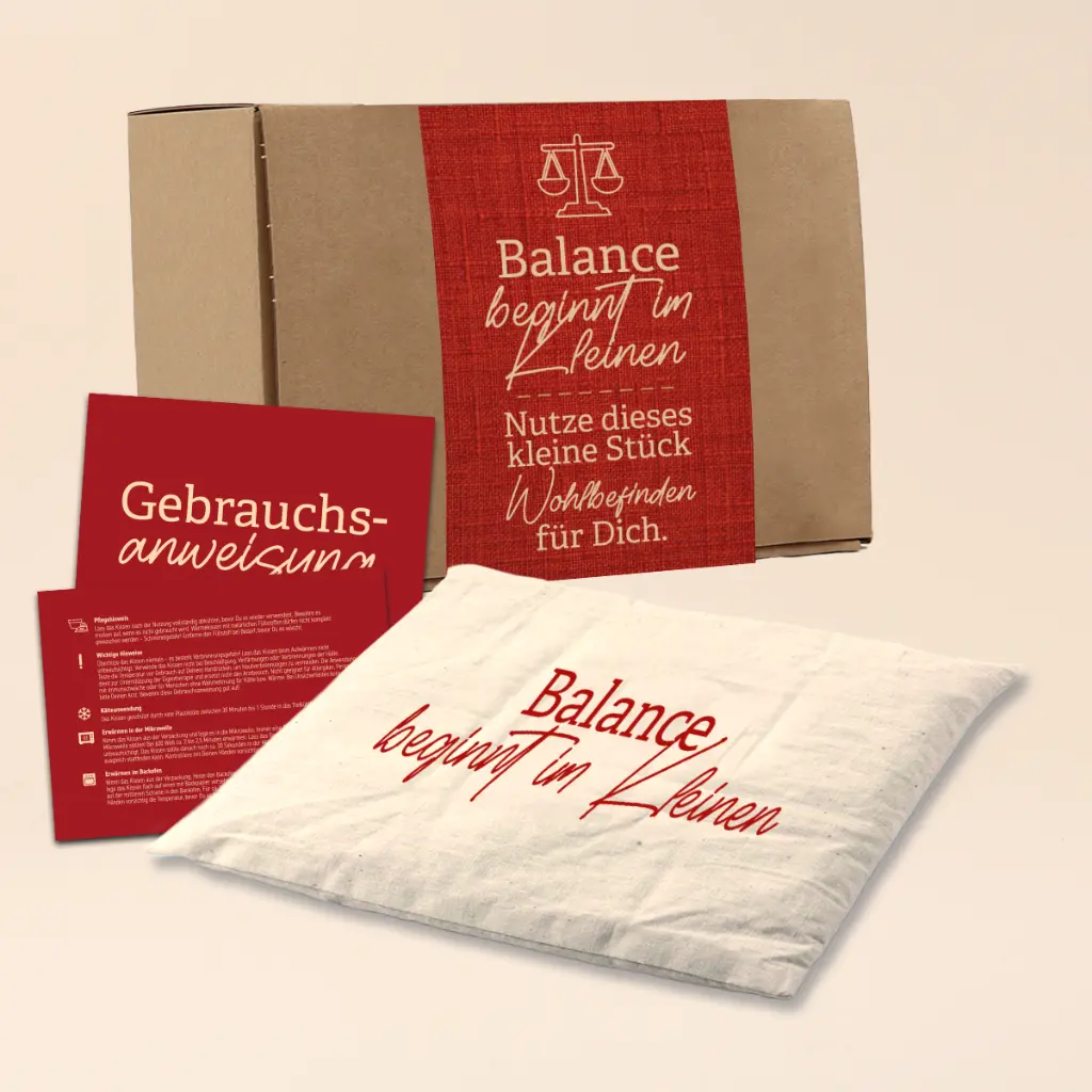 Kirschkernkissen "Balance beginnt im Kleinen"