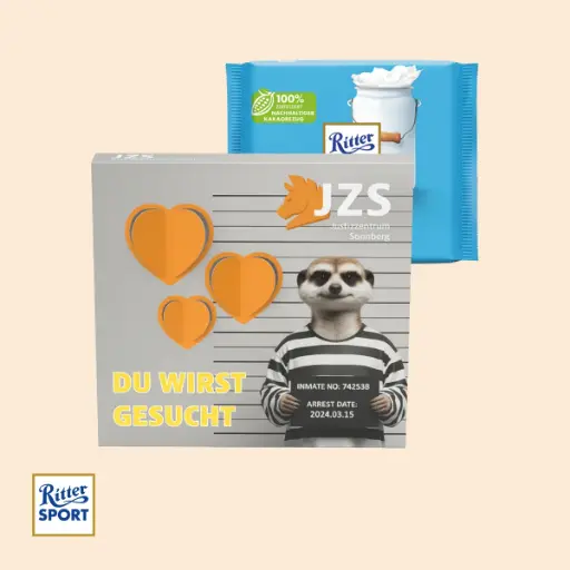 [1302-H-RSA] Präsentbox Premium "Herz" - Ritter SPORT Alpenmilch 