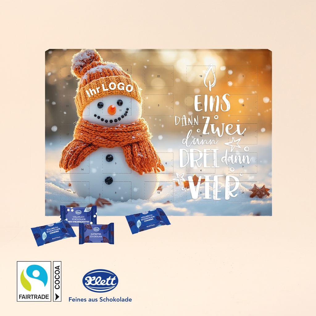 Wand-Adventskalender mit Klett Fairtrade® Schokolade 